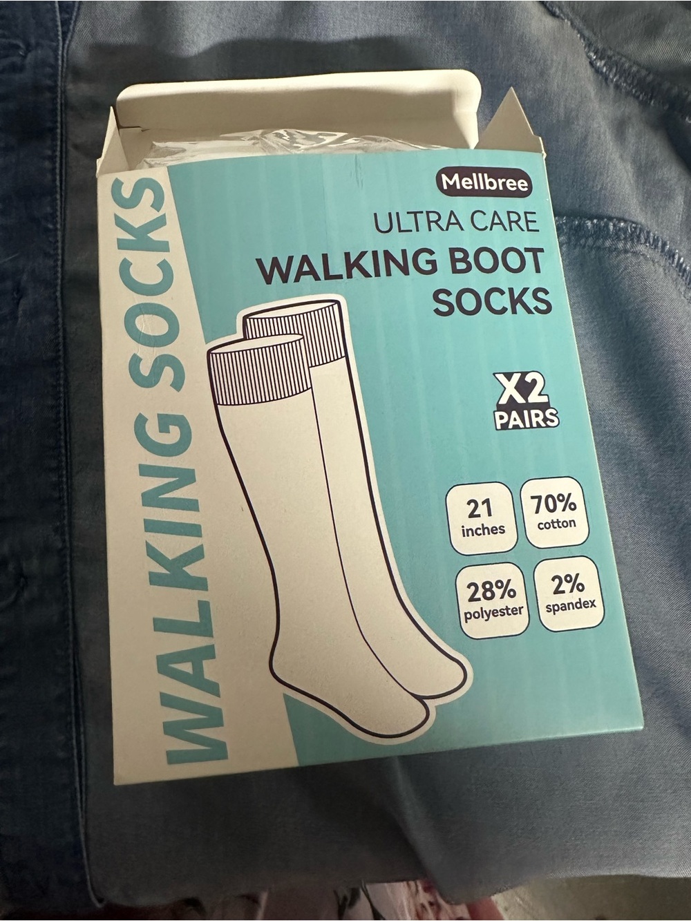 Ultra Care Walking Boot Socks - Blue (2 Pairs)